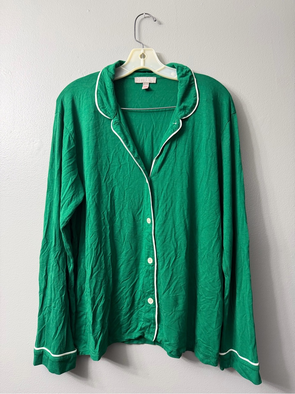 women's J Crew soft knit pajama set in  Deep Emerald Green large